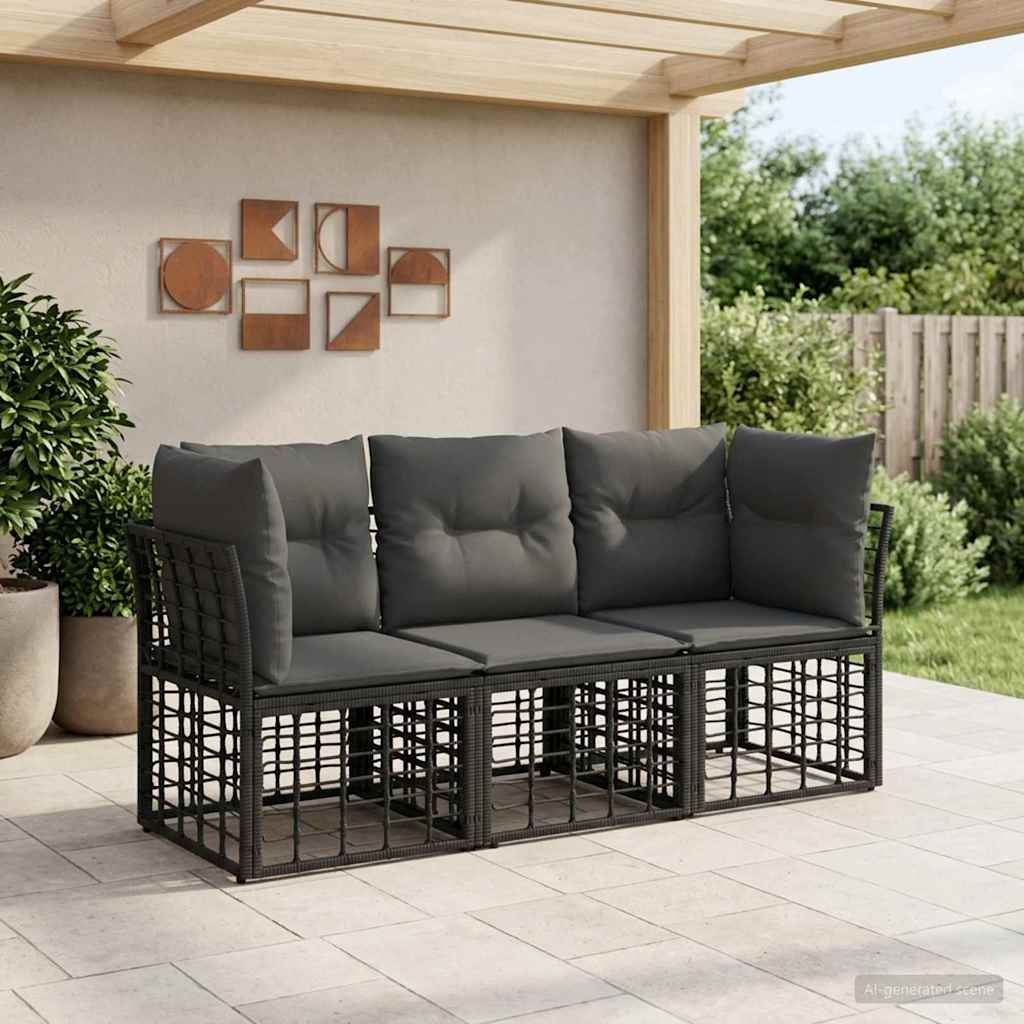 vidaXL Buiten bank set Zwart Polyester
