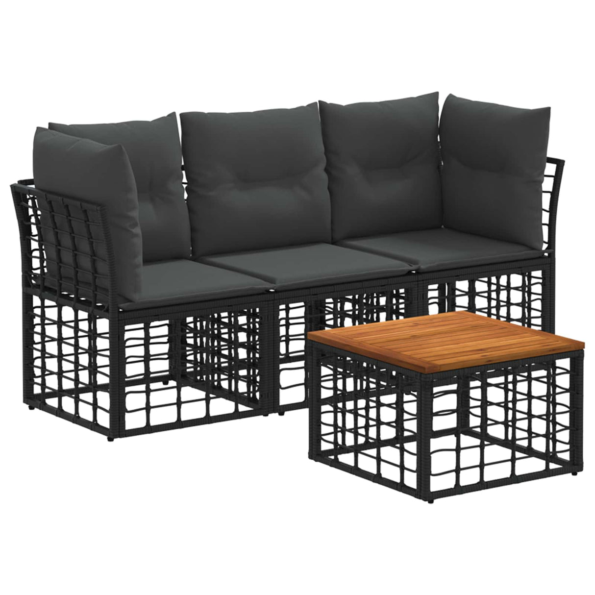 vidaXL Buiten bank set Zwart Polyester