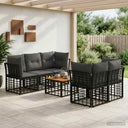 vidaXL Buiten bank set 6 st Zwart en Donker Grijs poly rattan
