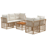 vidaXL Buiten bank set 6 st Zwart en Donker Grijs poly rattan