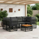 vidaXL Buiten bank set 7 st Zwart en Donker Grijs poly rattan