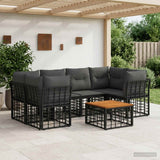 vidaXL Buiten bank set 7 st Zwart en Donker Grijs poly rattan