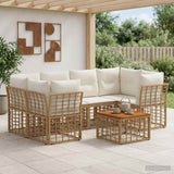 vidaXL Buiten bank set 7 st Zwart en Donker Grijs poly rattan
