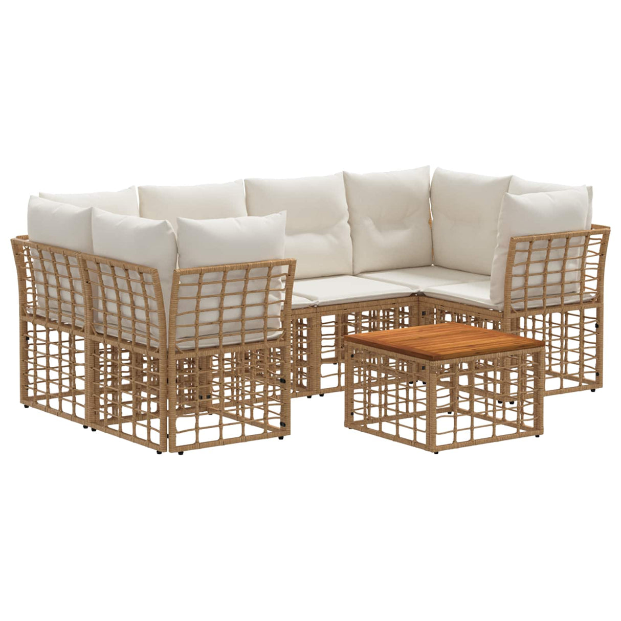 vidaXL Buiten bank set 7 st Zwart en Donker Grijs poly rattan