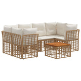 vidaXL Buiten bank set 7 st Zwart en Donker Grijs poly rattan