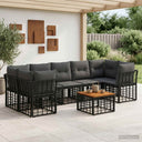 vidaXL Buiten bank set 8 st Zwart en Donker Grijs poly rattan