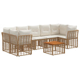 vidaXL Buiten bank set 8 st Zwart en Donker Grijs poly rattan