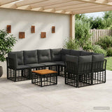 vidaXL Buiten bank set 9 st Zwart en Donker Grijs poly rattan