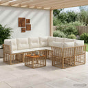 vidaXL Buiten bank set 9 st Zwart en Donker Grijs poly rattan