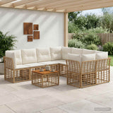 vidaXL Buiten bank set 9 st Zwart en Donker Grijs poly rattan