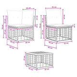 vidaXL Buiten bank set 9 st Zwart en Donker Grijs poly rattan