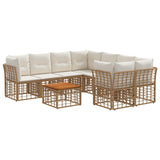 vidaXL Buiten bank set 9 st Zwart en Donker Grijs poly rattan