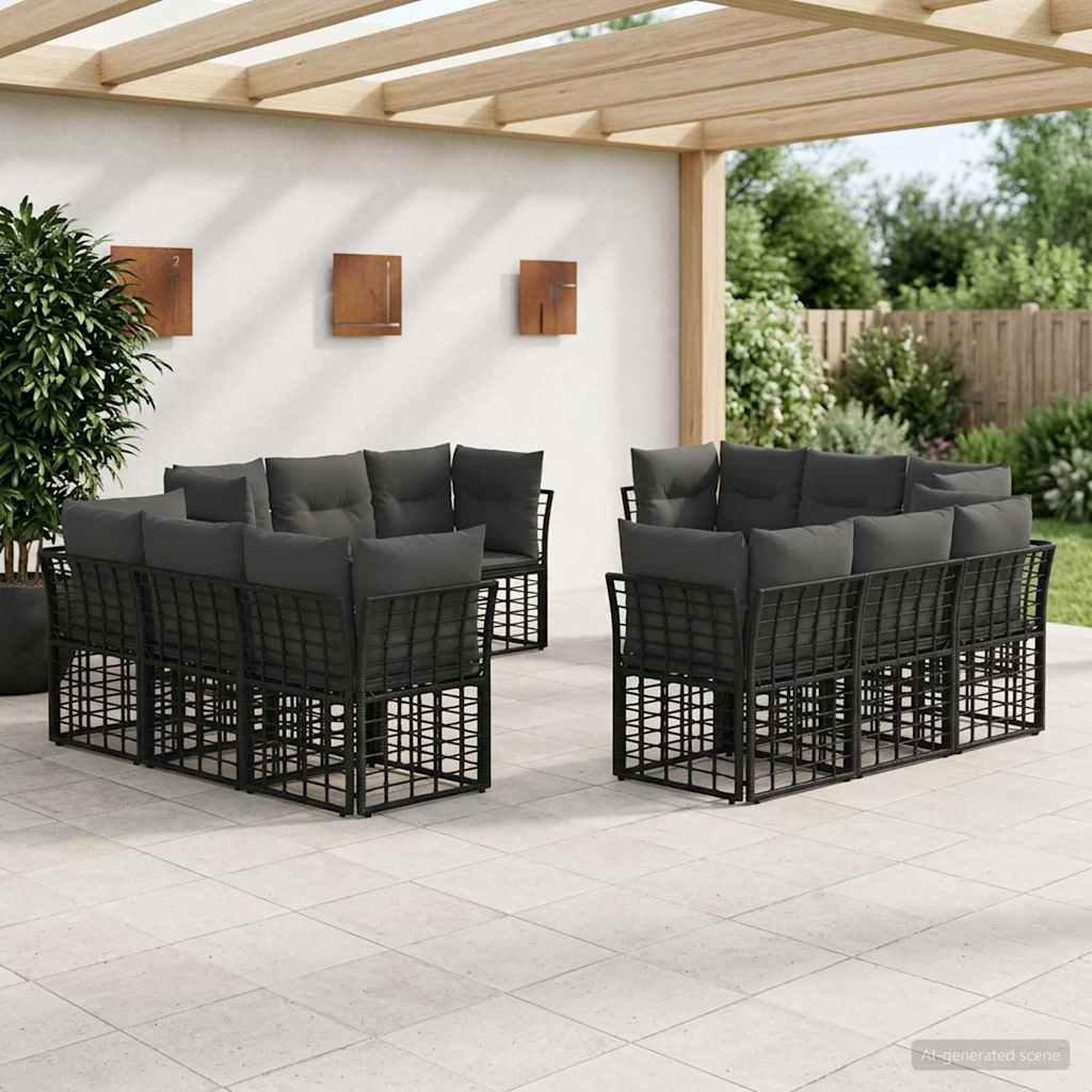 vidaXL Buiten bank set Zwart Polyester