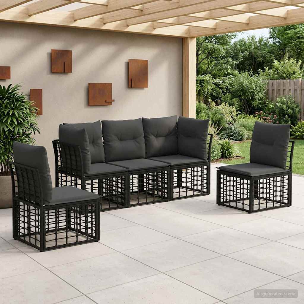 vidaXL Outdoor Lounge Set Black Polyester