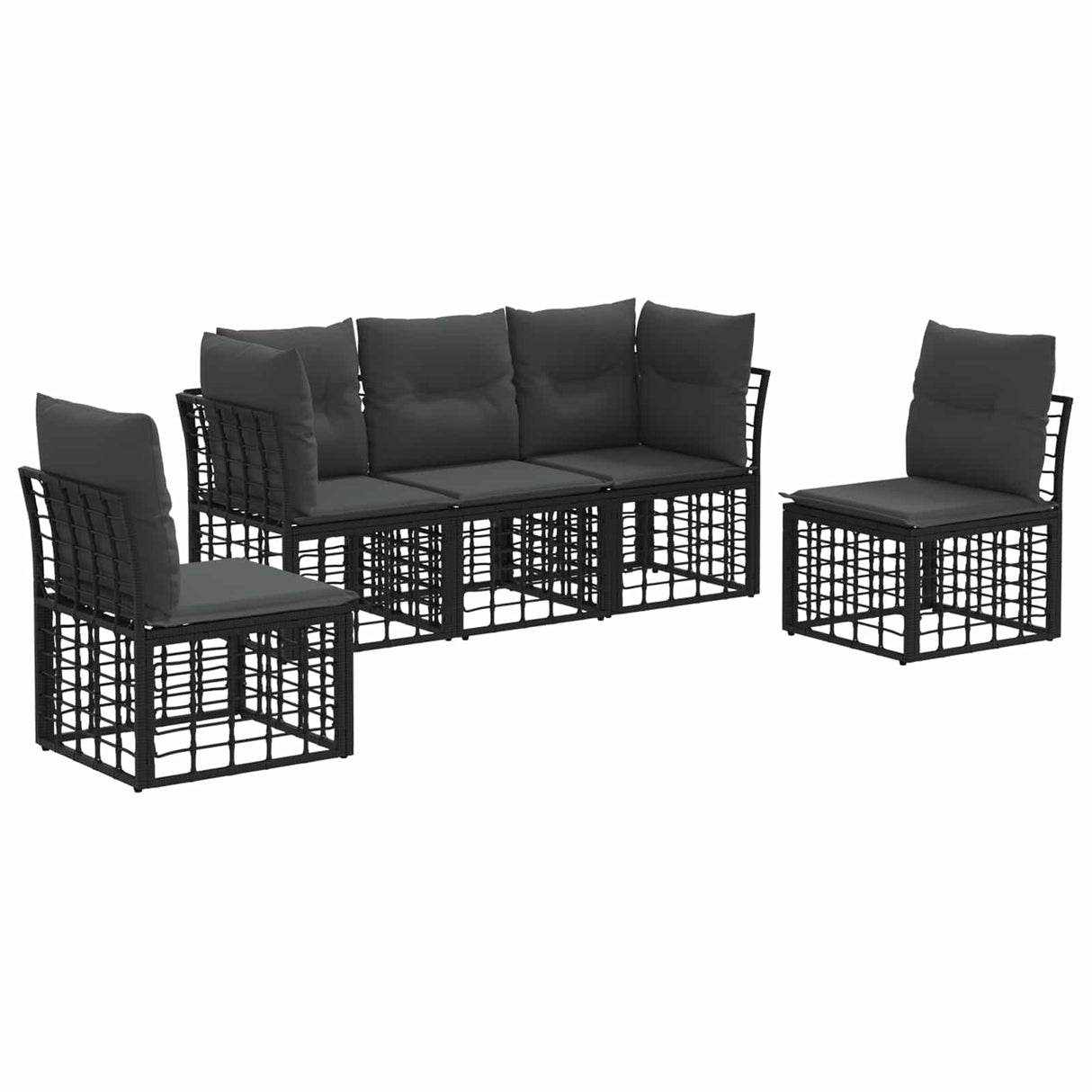 vidaXL Outdoor Lounge Set Black Polyester