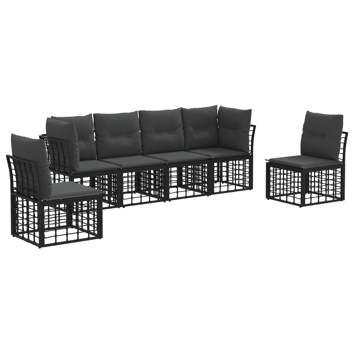 vidaXL Outdoor Sofa Set Black Polyester