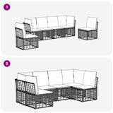 vidaXL Outdoor Sofa Set Black Polyester