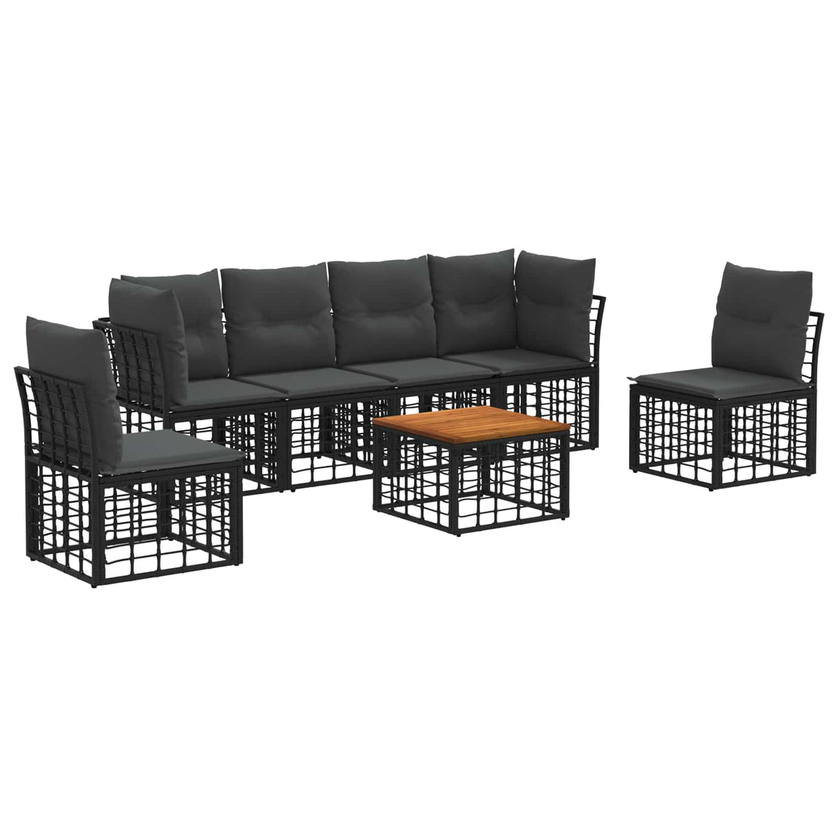vidaXL Outdoor Sofa Set Black Polyester