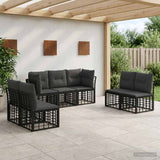 vidaXL Outdoor Sofa Set Black Polyester