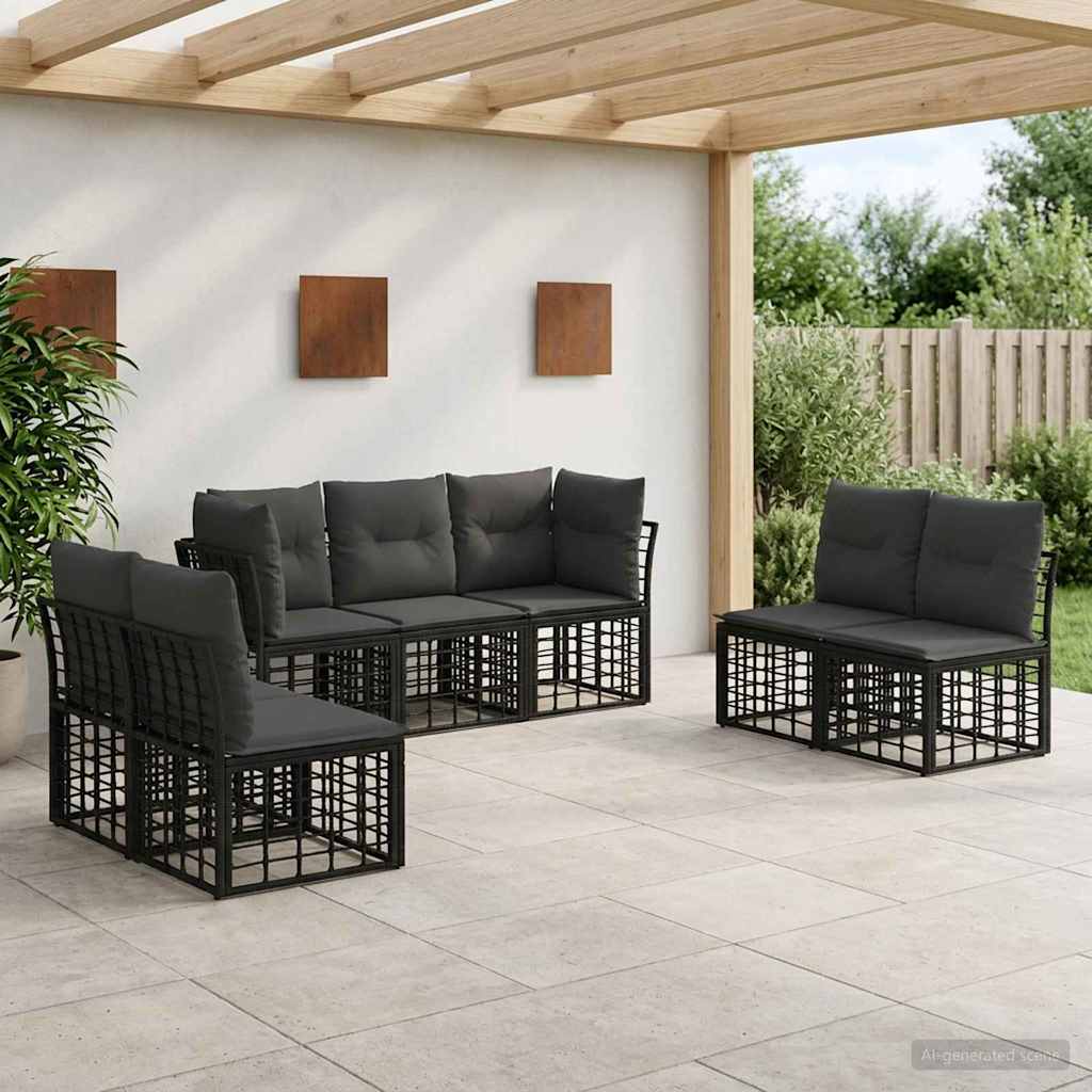 vidaXL Outdoor Sofa Set Black Polyester