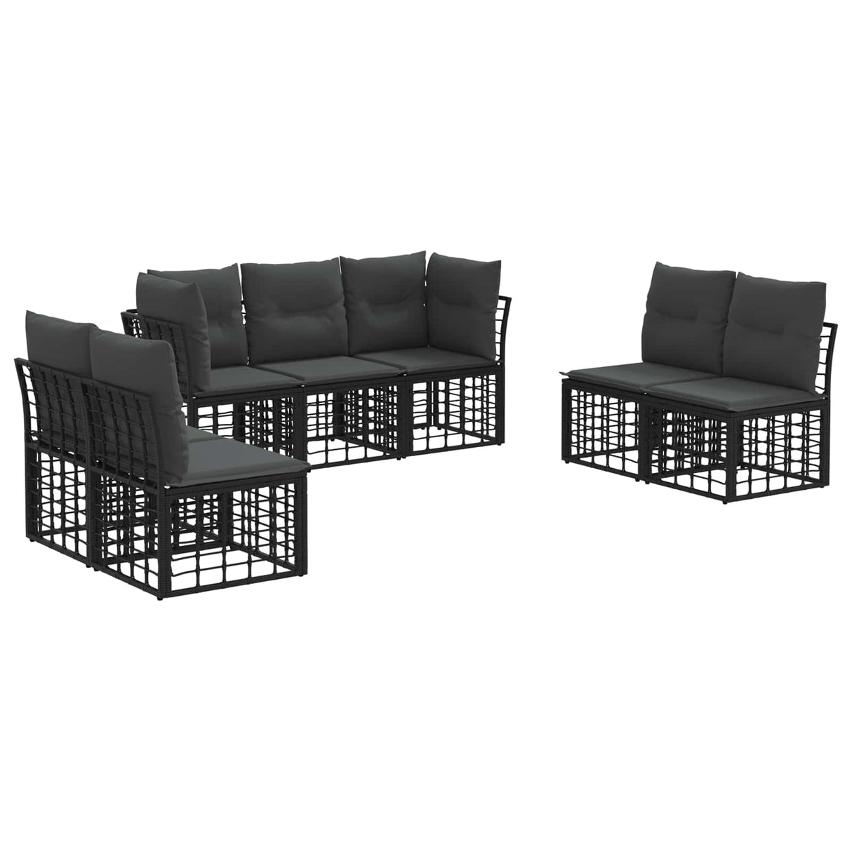 vidaXL Outdoor Sofa Set Black Polyester
