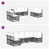 vidaXL Outdoor Sofa Set Black Polyester