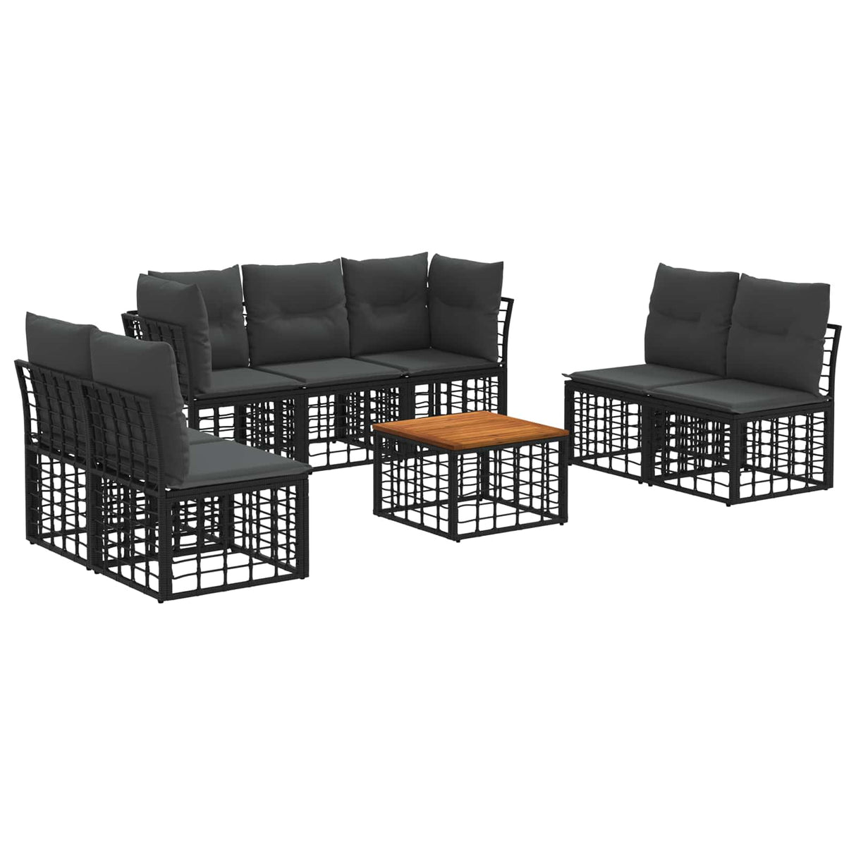 vidaXL Outdoor Sofa Set Black Polyester