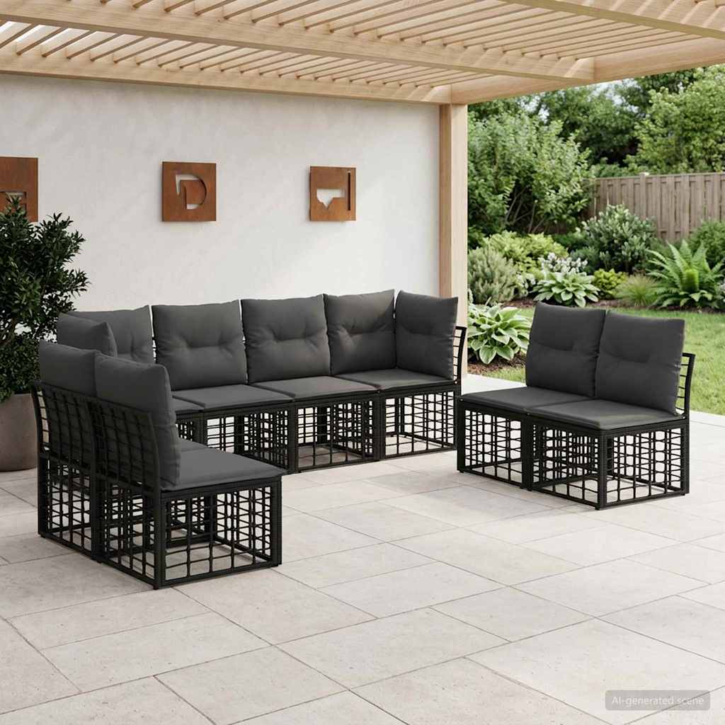 vidaXL Buiten bank set Zwart Polyester