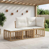 vidaXL Buiten bank set met kussen 3 pcs Zwart Polyester