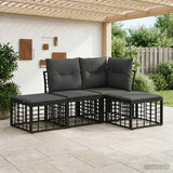 vidaXL Outdoor Sofa Set Black Polyester