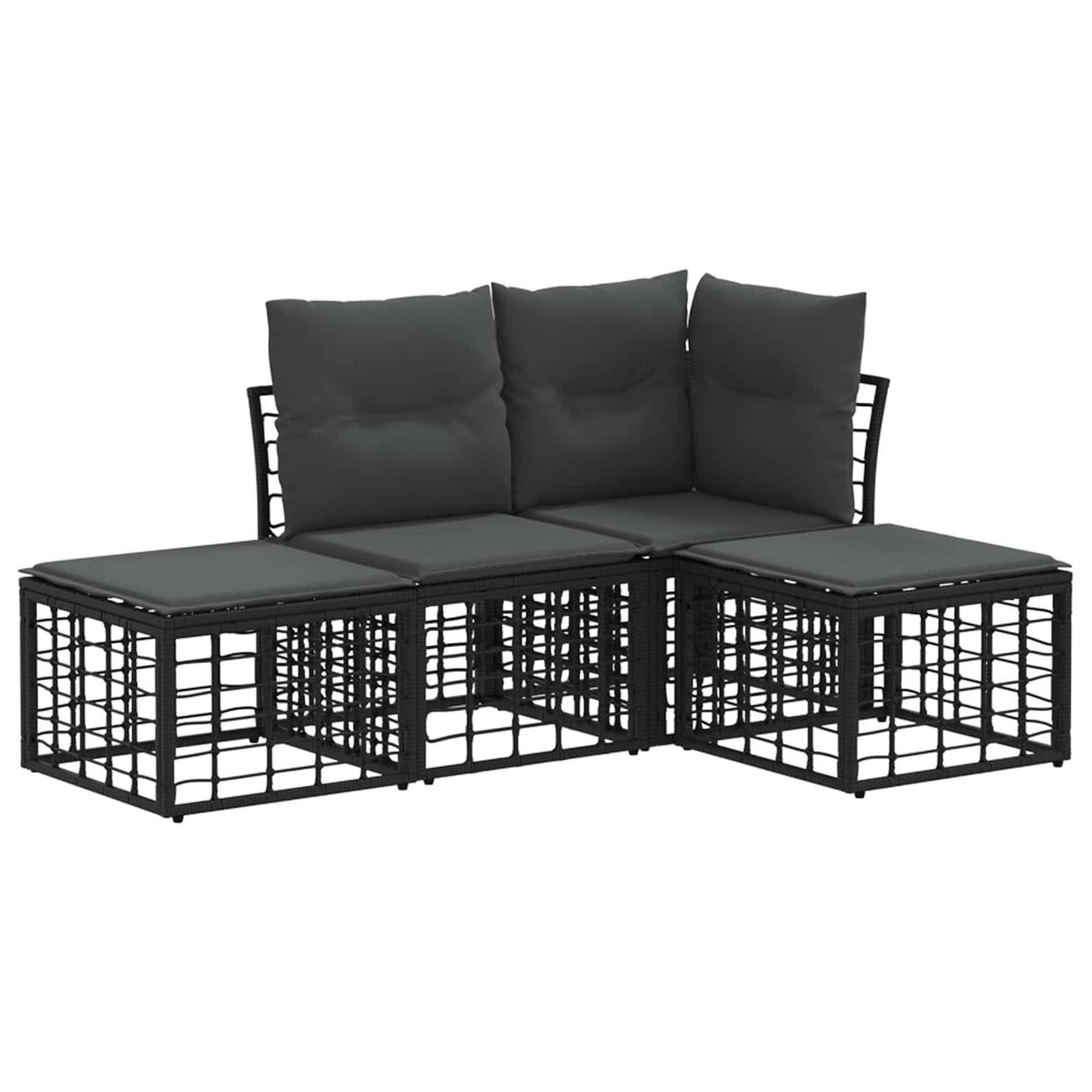 vidaXL Outdoor Sofa Set Black Polyester