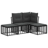 vidaXL Outdoor Sofa Set Black Polyester