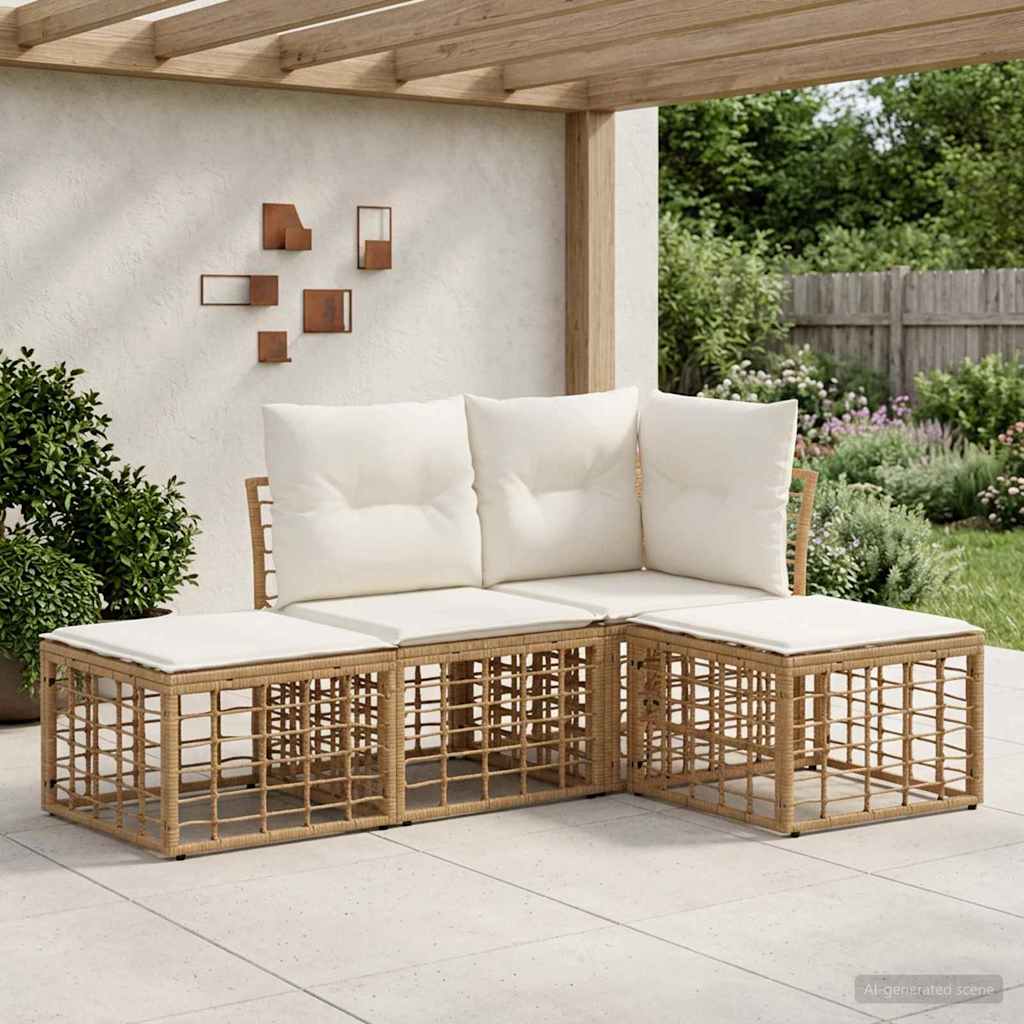 vidaXL Outdoor Sofa Set Black Polyester