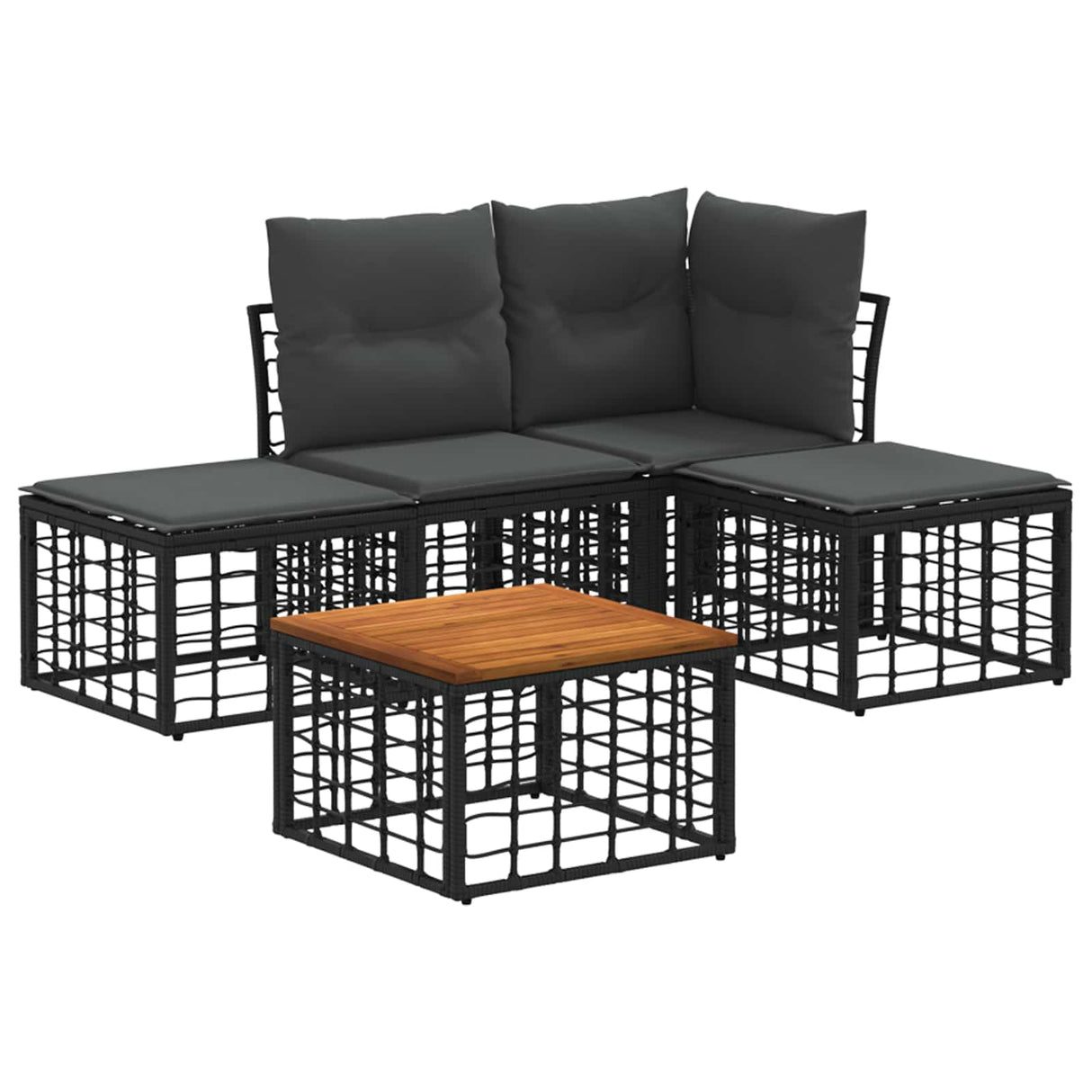 vidaXL Outdoor Sofa Set Black Polyester
