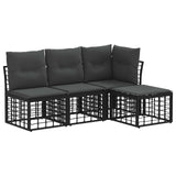 vidaXL Outdoor Sofa Set Black Polyester