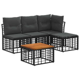 vidaXL Outdoor Sofa Set Black Polyester