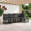vidaXL Outdoor Sofa Set Black Polyester