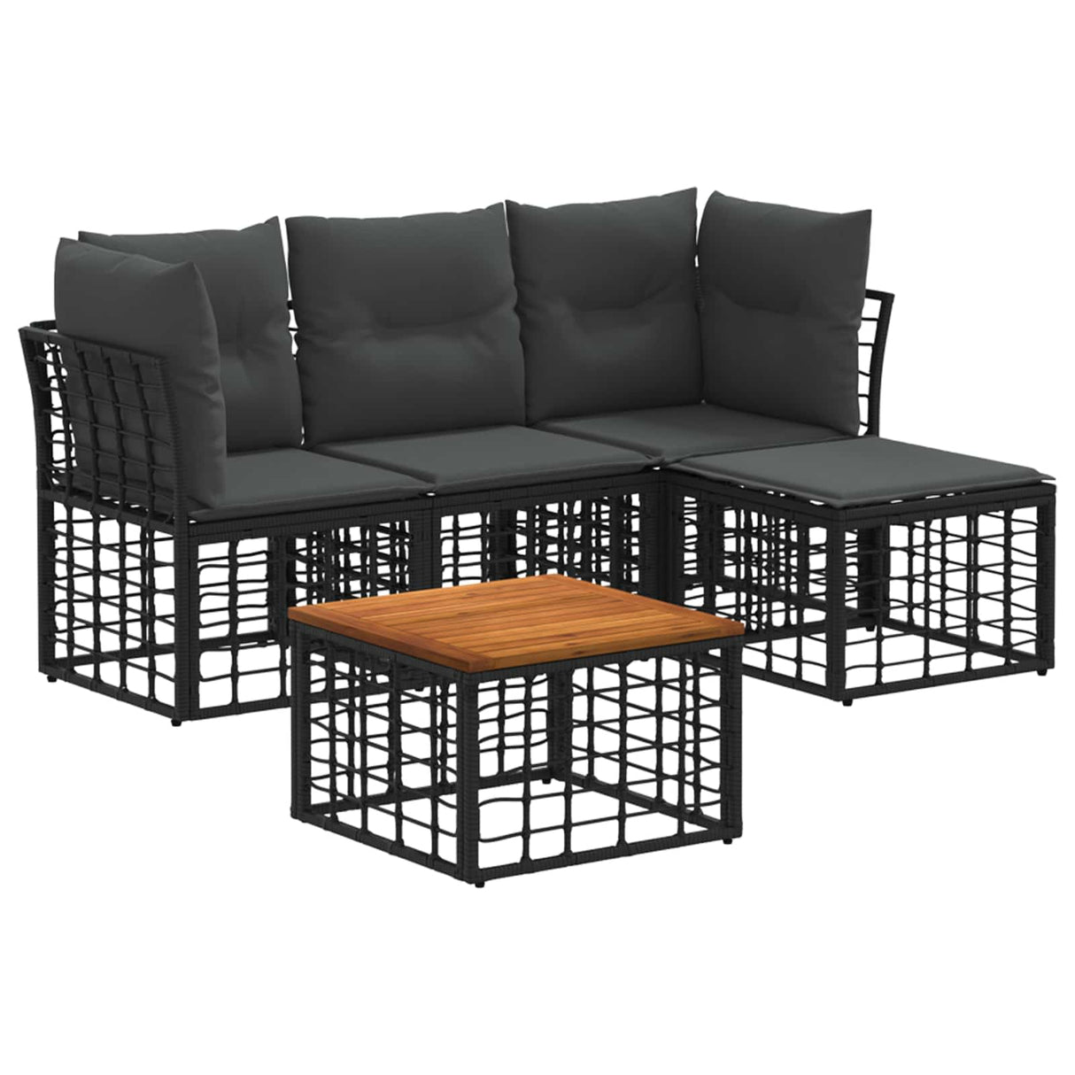 vidaXL Buiten bank set Zwart Polyester