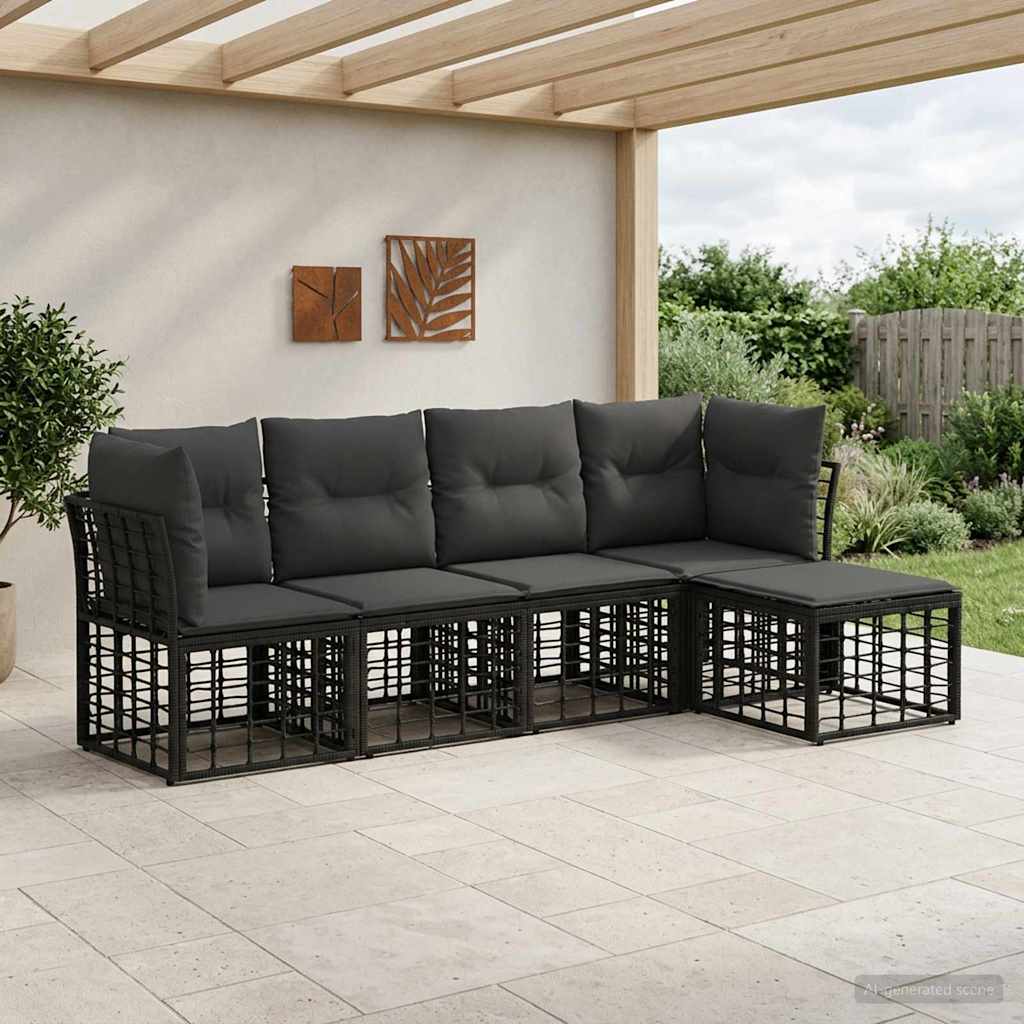 vidaXL Buiten bank set Zwart Polyester