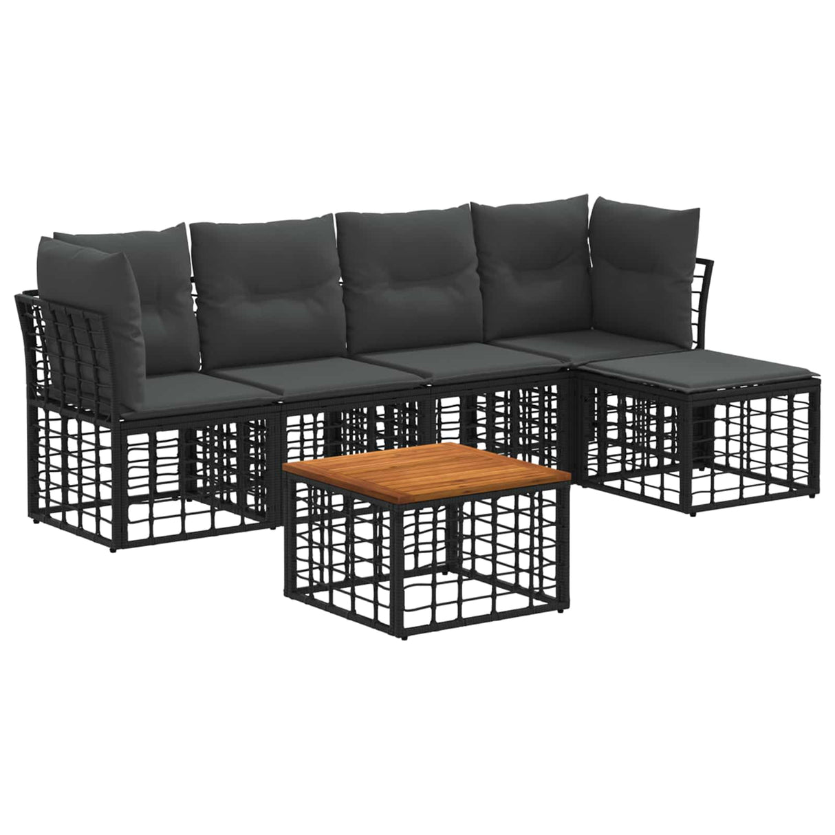 vidaXL Buiten bank set Zwart Polyester