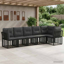 vidaXL Tuinbank Set 6 pcs Zwart poly rattan