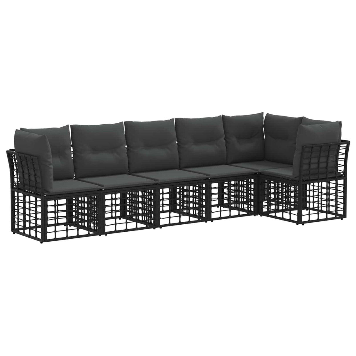 vidaXL Tuinbank Set 6 pcs Zwart poly rattan
