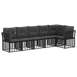 vidaXL Tuinbank Set 6 pcs Zwart poly rattan