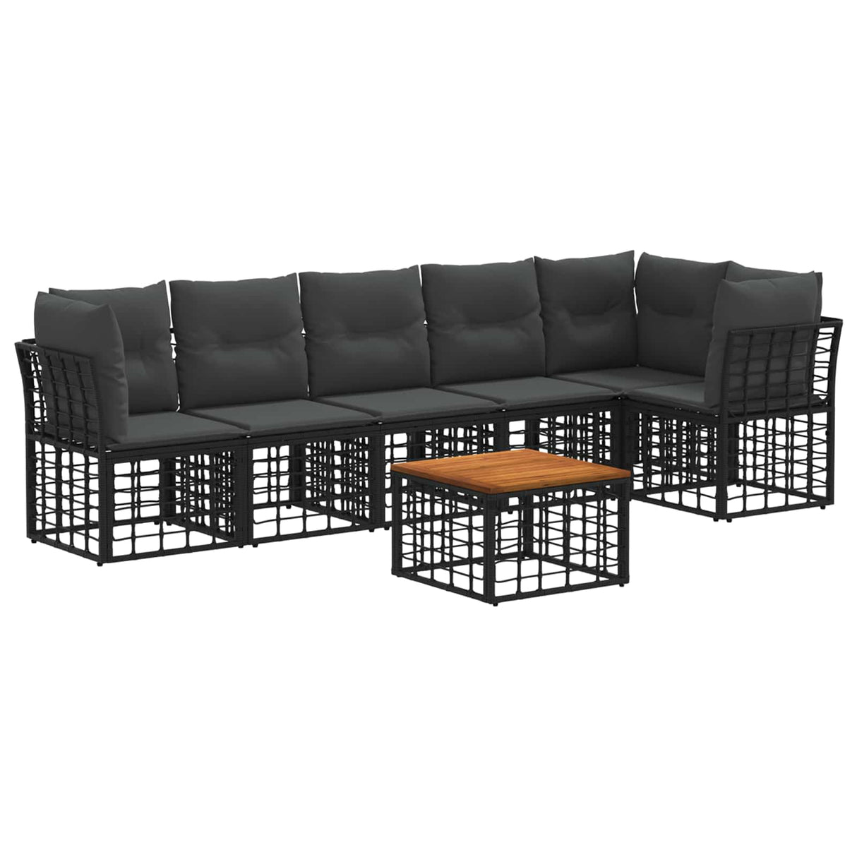 vidaXL Tuinbank Set 6 pcs Zwart poly rattan