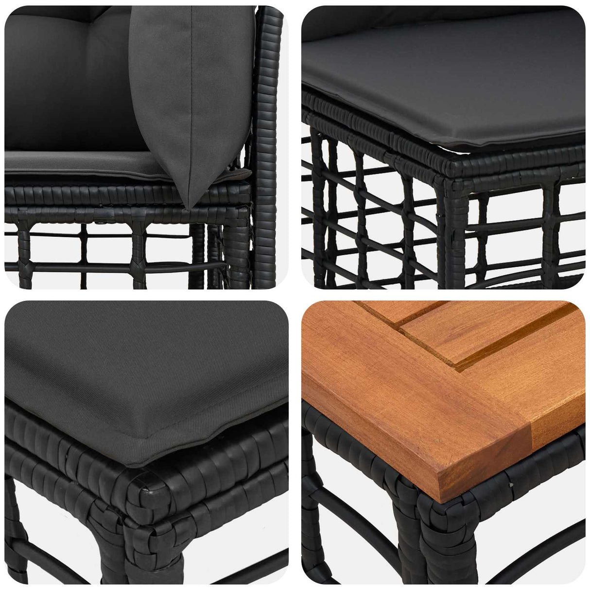 vidaXL Buiten bank set Zwart Polyester