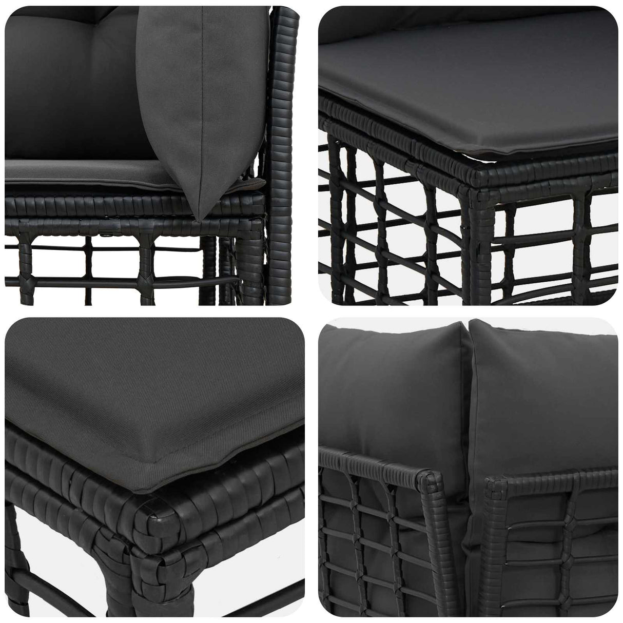 vidaXL Buiten bank set Zwart Polyester