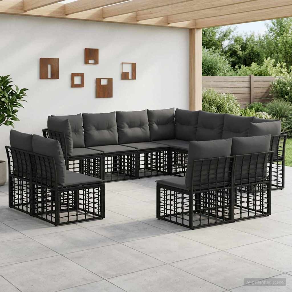vidaXL Buiten bank set Zwart Polyester