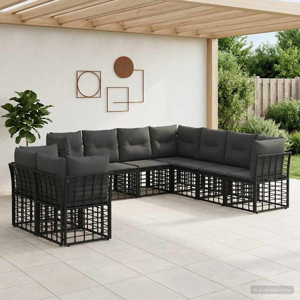 vidaXL Buiten bank set Zwart Polyester
