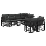 vidaXL Buiten bank set met kussen 7 pcs Zwart Polyester