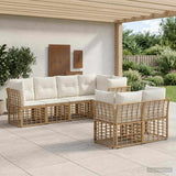 vidaXL Buiten bank set met kussen 7 pcs Zwart Polyester